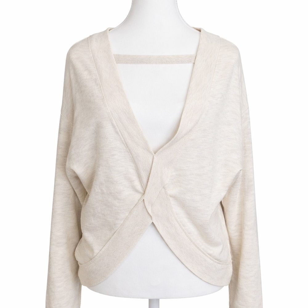 Dex Plus Oatmeal Heather Wrap Front Cardigan | XL ( US 14-16)